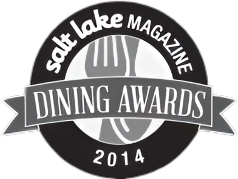 Salt Lake Magazine Dining Awards 2014 logo, a black and white circular emblem with a fork.